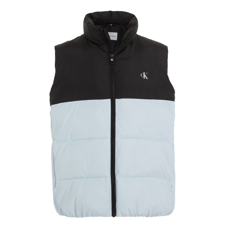 Nylon Color Block Puffer Vest Hot