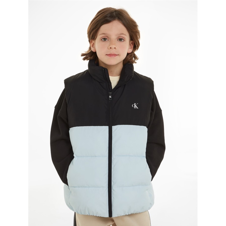 Nylon Color Block Puffer Vest Hot