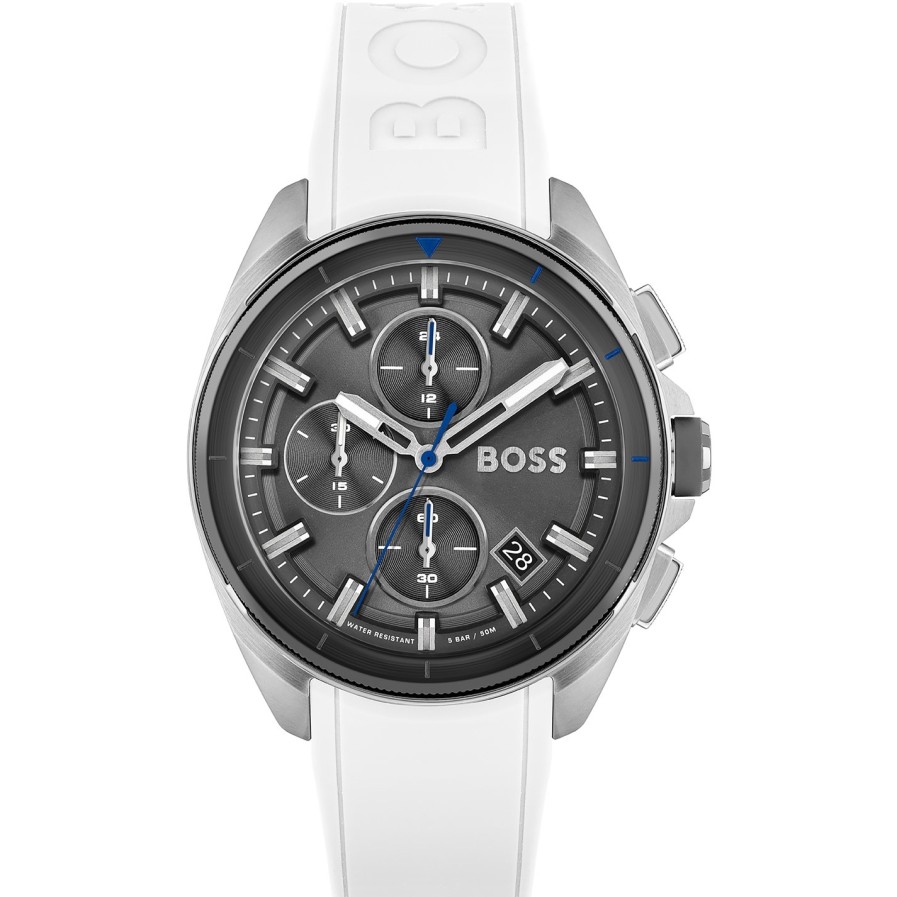 Gents Boss Volane White Silicone Strap Watch Wholesale