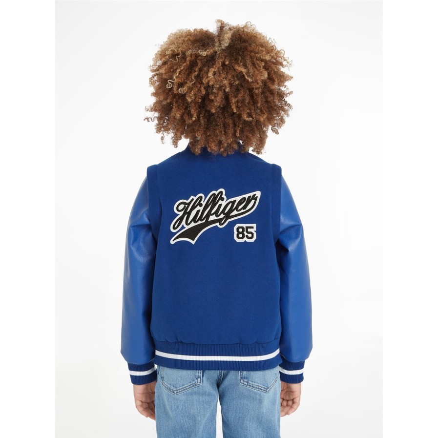 Varsity Zip-Off Sleeves Script Back Logo Bomber Jacket Juniors Hot