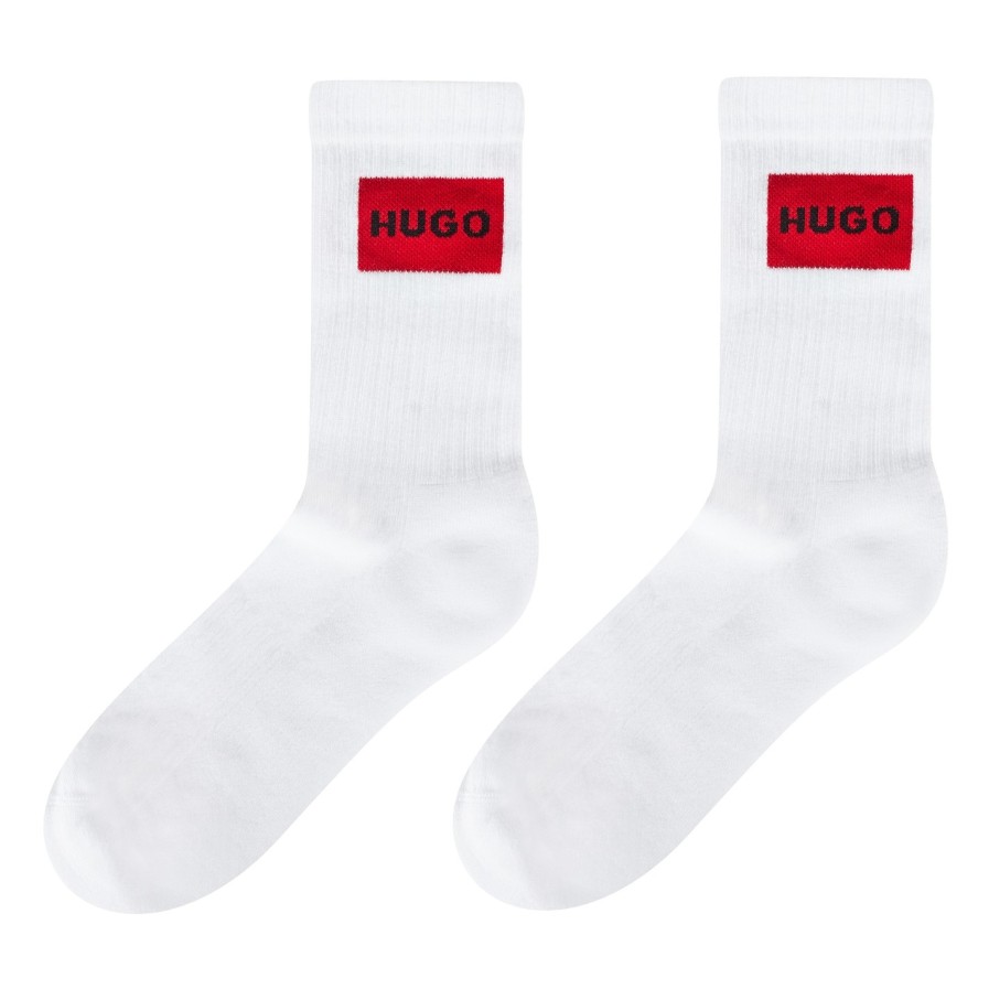 2 Pack Rib Label Crew Socks Hot