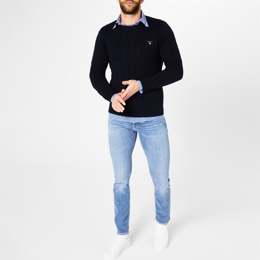 Cotton Cable Knit Crew Jumper New