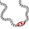 Diesel Red Lacquer And Stainless Steel Chain Necklace Hot