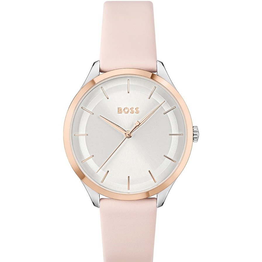 Ladies Boss Pura Pink Leather Strap Watch Clearance