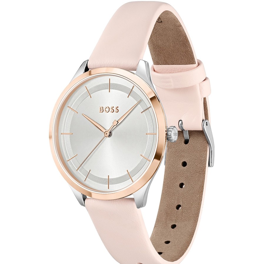 Ladies Boss Pura Pink Leather Strap Watch Clearance