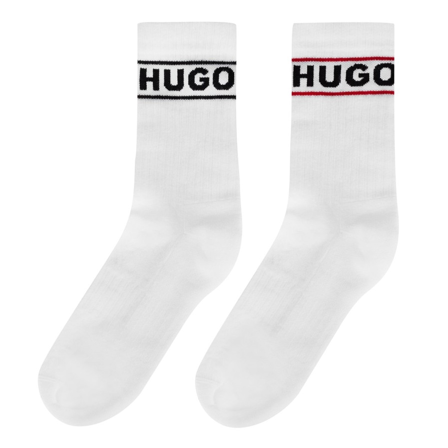 2 Pack Ribbed Logo Crew Socks Online