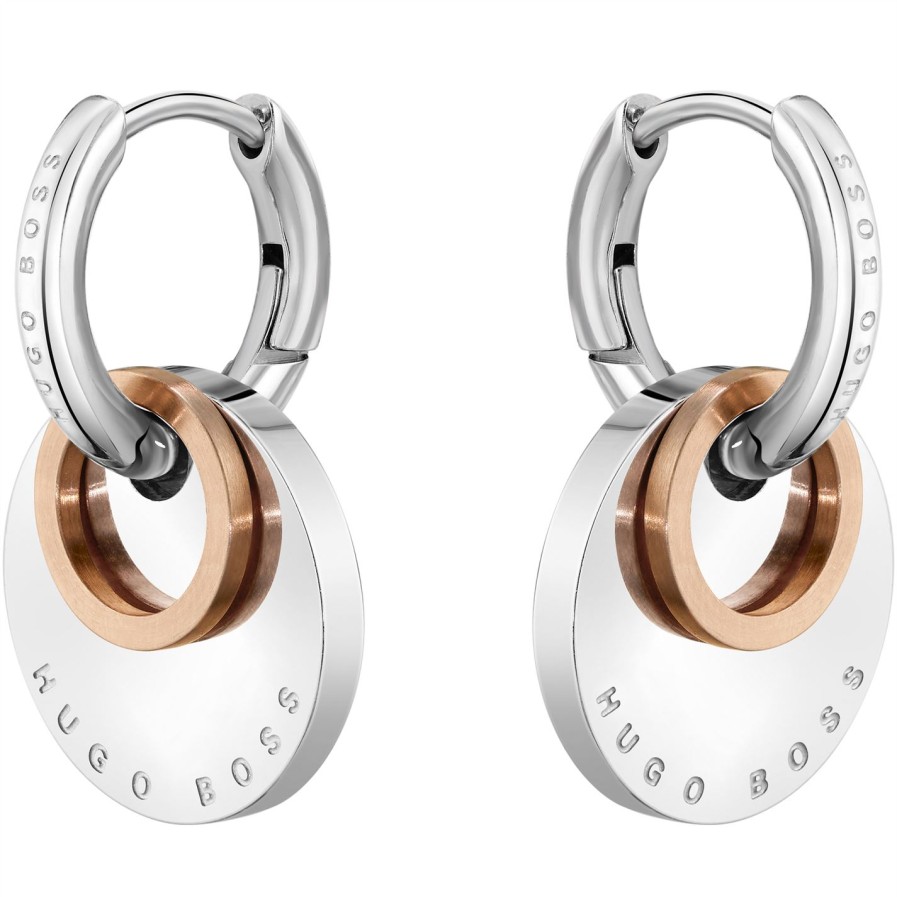 Ladies Boss Medallion Stainless Steel Earrings Online